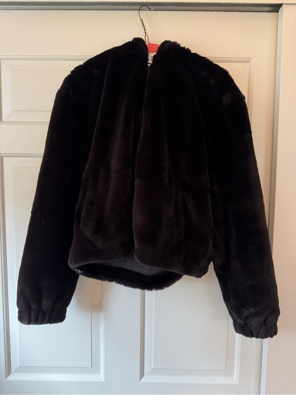 Topshop Faux Fur Hooded Bomber Jacket -